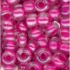 Margele tubulare sticla, D2,5mm, 20g/cut, roz cu insertii, Meyco 521-83
